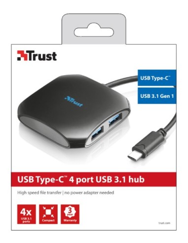Trust 21010 hub di interfaccia USB 3.2 Gen 1 (3.1 Gen 1) Type-C Nero