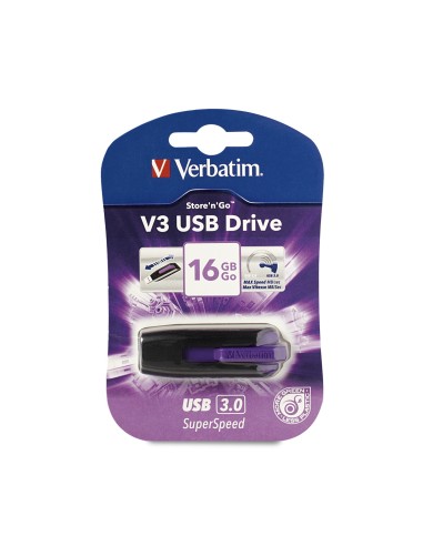 Verbatim V3 USB Drive 16GB unità flash USB USB tipo A 3.2 Gen 1 (3.1 Gen 1) Nero, Viola