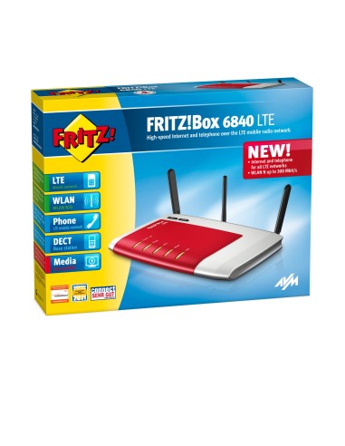 AVM FRITZ!Box 6840 LTE International router wireless Gigabit Ethernet Dual-band (2.4 GHz 5 GHz) 3G 4G Rosso, Argento
