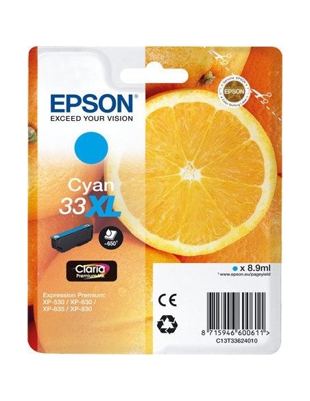 Epson Oranges 33XL C cartuccia d'inchiostro 1 pz Originale Resa elevata (XL) Ciano