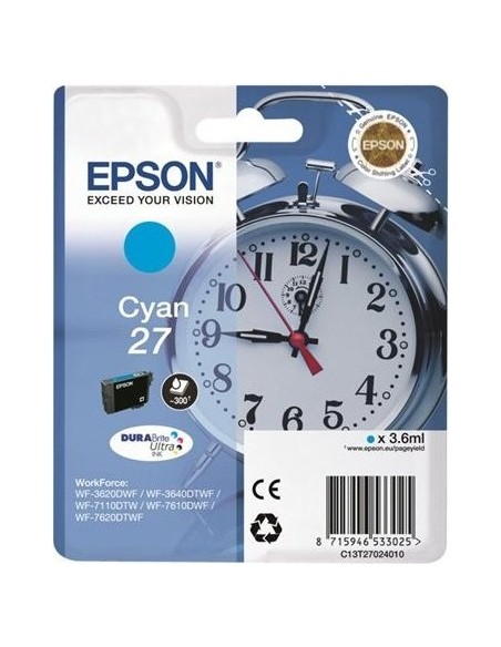 Epson Alarm clock 27 DURABrite Ultra cartuccia d'inchiostro 1 pz Originale Ciano