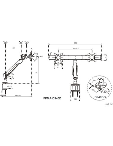 Neomounts by Newstar FPMA-D940DWHITE supporto da tavolo per Tv a schermo piatto 61 cm (24") Bianco