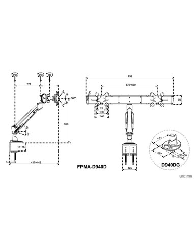 Neomounts by Newstar FPMA-D940DWHITE supporto da tavolo per Tv a schermo piatto 61 cm (24") Bianco