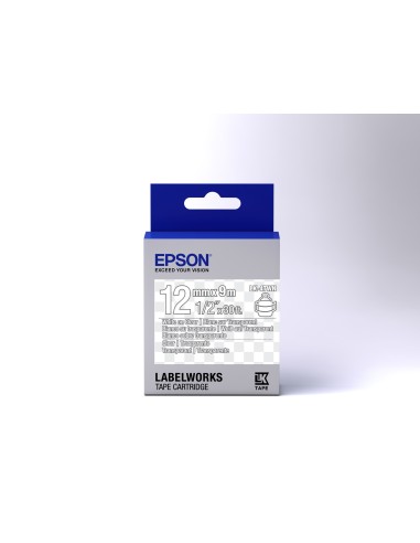 Epson Nastro fondo Trasparente per testo Bianco 12 9 LK-4TWN