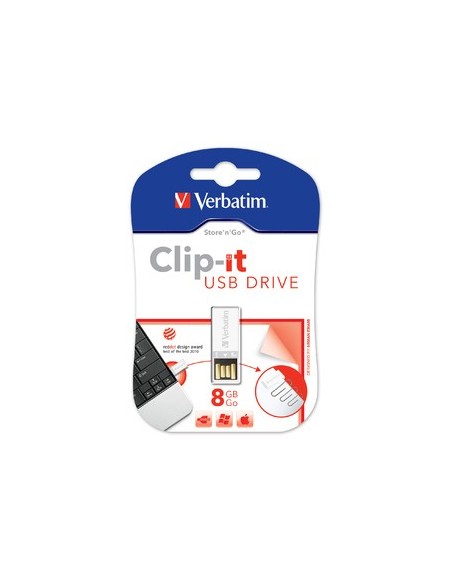 Verbatim Clip-it USB Drive 8GB unità flash USB USB tipo A 2.0 Bianco