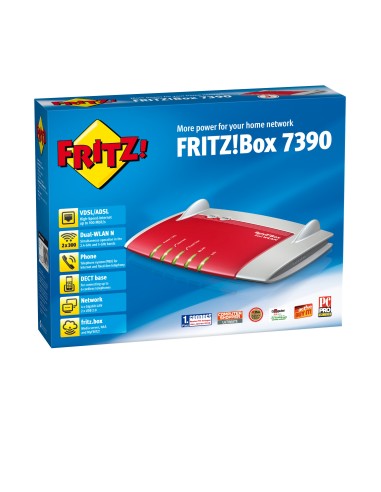 FRITZ!Box 7390 International router wireless Gigabit Ethernet Rosso, Argento