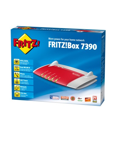 FRITZ!Box 7390 International router wireless Gigabit Ethernet Rosso, Argento