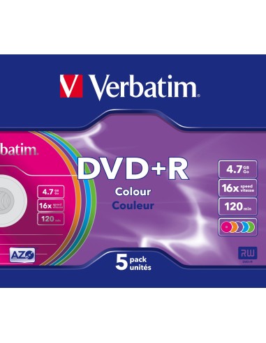 Verbatim DVD+R Colour 4,7 GB 5 pz