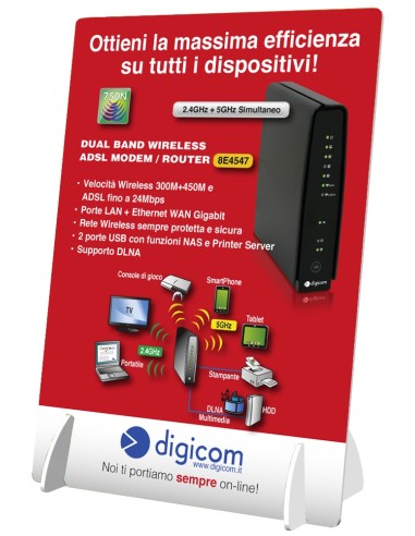 Digicom RAW750-A04 router wireless Gigabit Ethernet Dual-band (2.4 GHz 5 GHz) 4G Nero
