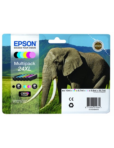 Epson Elephant Multipack 24XL a 6 colori Nero, Ciano, Magenta, Giallo, Ciano-chiaro,Magenta-chiaro