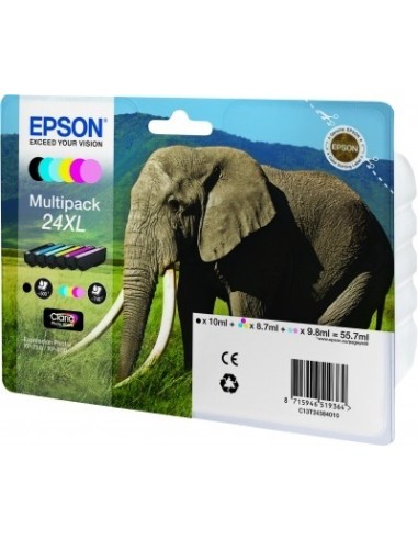 Epson Elephant Multipack 24XL a 6 colori Nero, Ciano, Magenta, Giallo, Ciano-chiaro,Magenta-chiaro