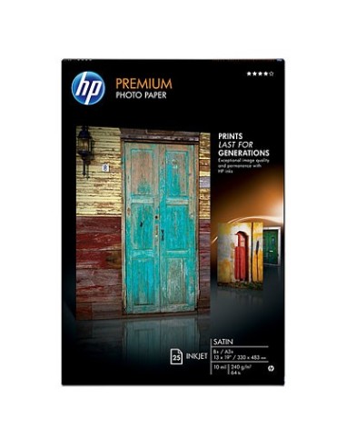 HP Premium Satin 25 sht A3+ 330 x 483 mm (13 x 19 in) carta fotografica Bianco Satinata