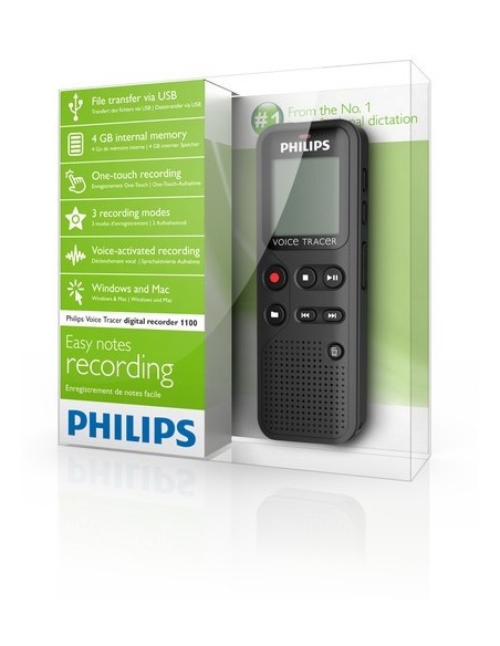 Philips DVT1100 dittafono Memoria interna Nero