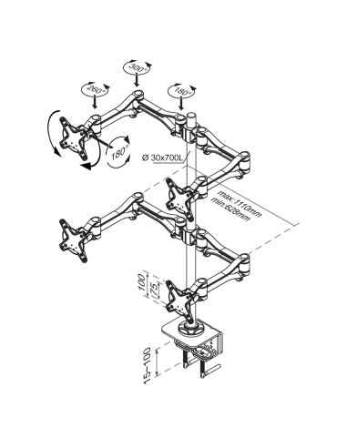 Neomounts by Newstar FPMA-D1030D-4 supporto da tavolo per Tv a schermo piatto 61 cm (24") Argento