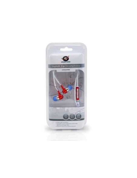 Conceptronic CZIPHEADPHRW cuffia e auricolare Cablato In-ear Musica e Chiamate Blu, Rosso, Bianco