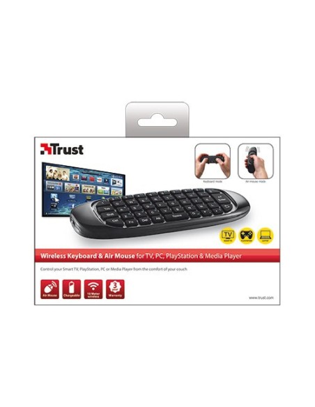 Trust Wireless Keyboard & Air Mouse for TV, PC, PS & Media Player tastiera RF Wireless QWERTY Nero