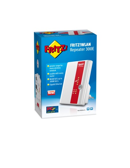 AVM FRITZ!WLAN Repeater 300E International Ripetitore di rete 1000 Mbit s Rosso, Bianco