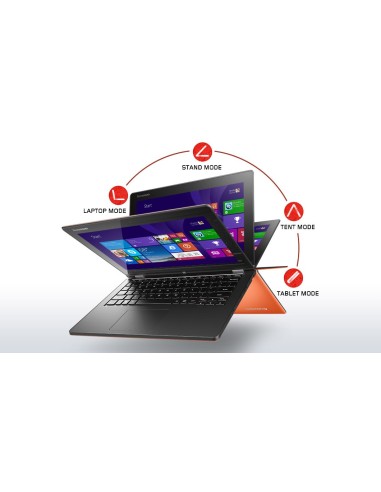 Lenovo IdeaPad Yoga 2 11" Ibrido (2 in 1) 29,5 cm (11.6") Touch screen HD Intel® Celeron® 4 GB DDR3L-SDRAM 508 GB Hard Disk