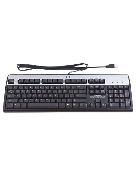 HP USB Standard Keyboard tastiera Arabico, Francese Nero, Argento