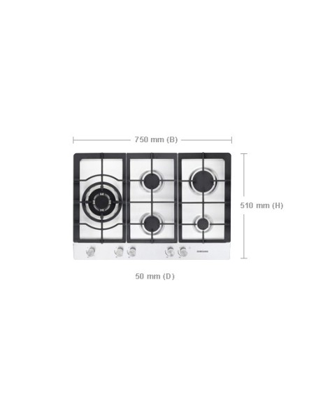 Samsung GN7A2IFXD piano cottura Acciaio inossidabile Da incasso Gas 5 Fornello(i)