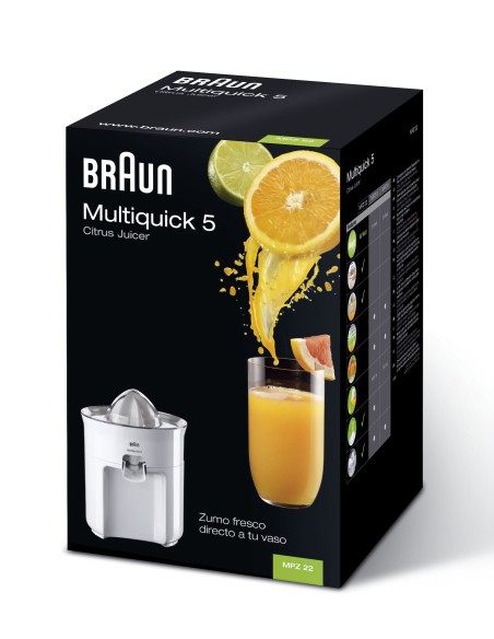 Braun Multiquick MPZ 22 spremiagrumi elettrico 60 W Acciaio inossidabile, Bianco