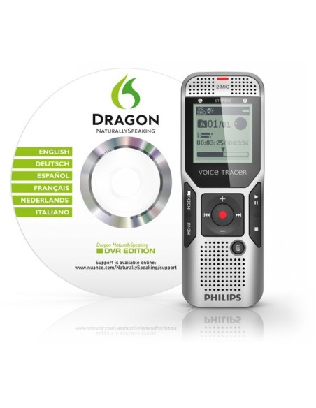 Philips Voice Tracer 1700 Memoria interna e scheda di memoria Nero, Argento