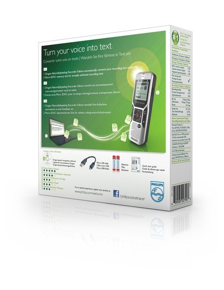 Philips Voice Tracer 1700 Memoria interna e scheda di memoria Nero, Argento