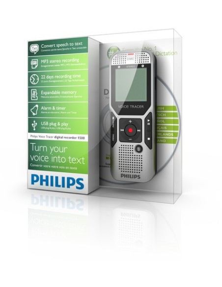 Philips Voice Tracer 1700 Memoria interna e scheda di memoria Nero, Argento
