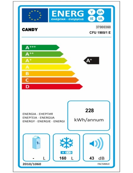 Candy CFU 1900 1 E congelatore Libera installazione 160 L Bianco