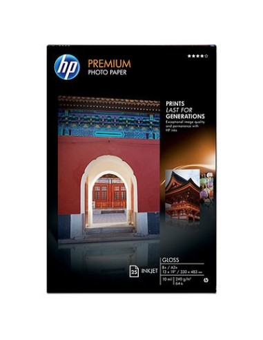 HP Premium Gloss 25 sht A3+ 330 x 483 mm (13 x 19 in) carta fotografica Bianco Lucida