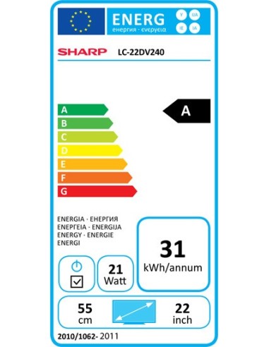 Sharp LC-22DV240EX TV 55,9 cm (22") Full HD Nero