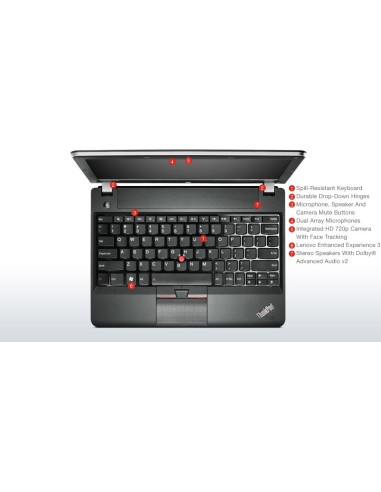 Lenovo ThinkPad Edge E135 Netbook 29,5 cm (11.6") AMD E 4 GB DDR3-SDRAM 500 GB HDD Windows 8 Rosso
