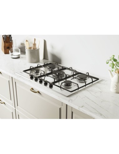 Candy Classic CHW74WTX Acciaio inossidabile Da incasso 75 cm Gas 5 Fornello(i)