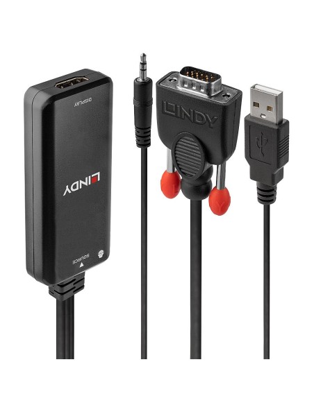 Lindy 38183 cavo e adattatore video HDMI tipo A (Standard) VGA (D-Sub) + 3.5mm + USB Type-A Nero
