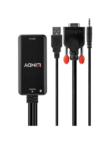 Lindy 38183 cavo e adattatore video HDMI tipo A (Standard) VGA (D-Sub) + 3.5mm + USB Type-A Nero