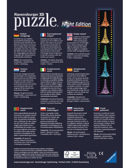 Ravensburger Eiffelturm bei Nacht Puzzle 3D 216 pz