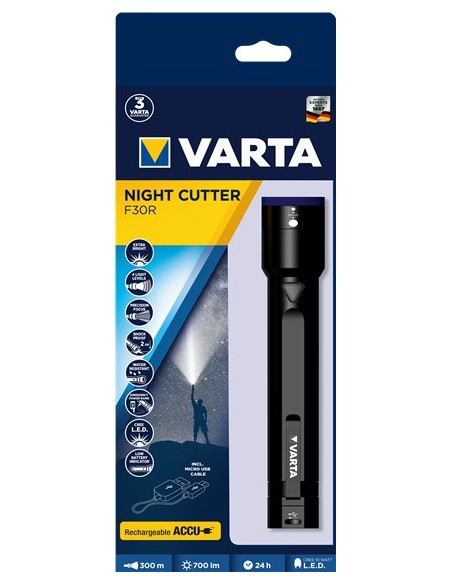 Varta F30R Nero Torcia a mano LED