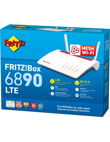 FRITZ!Box Box 6890 LTE router wireless Gigabit Ethernet Dual-band (2.4 GHz 5 GHz) 3G 4G Rosso, Bianco