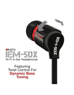 Lindy IEM-50X Auricolare Cablato In-ear Musica e Chiamate Nero, Rosso 2