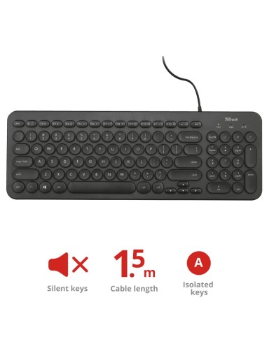 Trust Muto Silent tastiera USB QWERTY Russo Nero