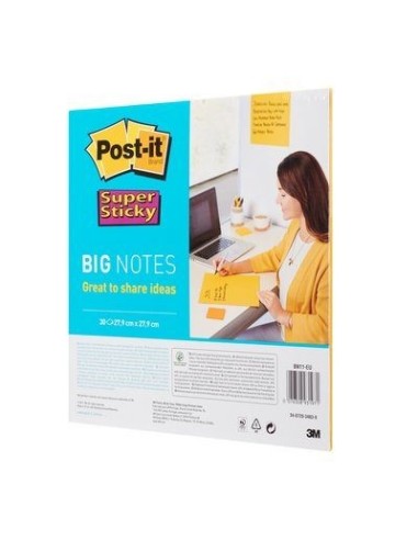 3M Notizzettel Super Sticky Big Notes Gelb pouch autoadesiva Quadrato Giallo 30 fogli