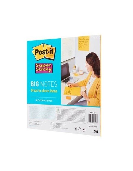 3M Notizzettel Super Sticky Big Notes Gelb pouch autoadesiva Quadrato Giallo 30 fogli