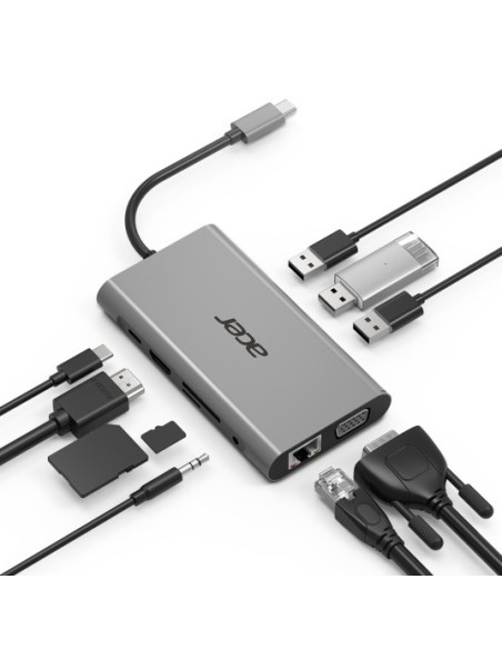Acer HP.DSCAB.002 hub di interfaccia USB 3.2 Gen 1 (3.1 Gen 1) Type-C 5000 Mbit s Argento