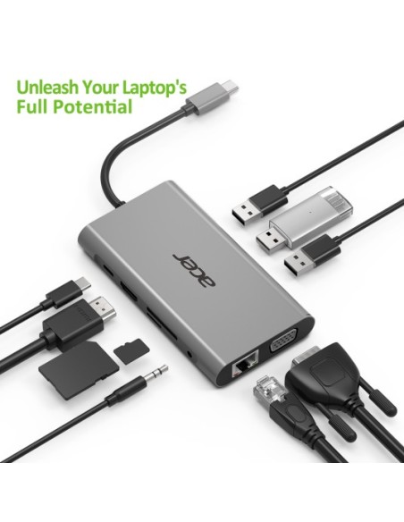 Acer HP.DSCAB.002 hub di interfaccia USB 3.2 Gen 1 (3.1 Gen 1) Type-C 5000 Mbit s Argento