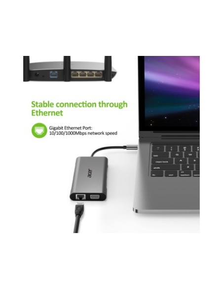 Acer HP.DSCAB.002 hub di interfaccia USB 3.2 Gen 1 (3.1 Gen 1) Type-C 5000 Mbit s Argento