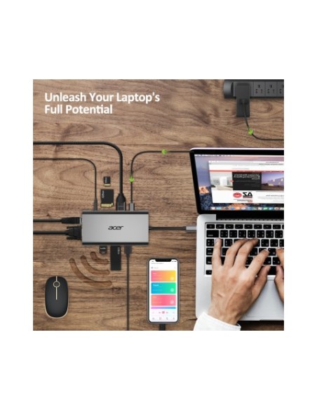 Acer HP.DSCAB.002 hub di interfaccia USB 3.2 Gen 1 (3.1 Gen 1) Type-C 5000 Mbit s Argento