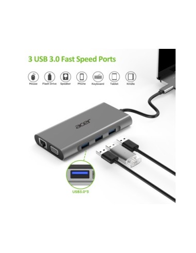 Acer HP.DSCAB.002 hub di interfaccia USB 3.2 Gen 1 (3.1 Gen 1) Type-C 5000 Mbit s Argento