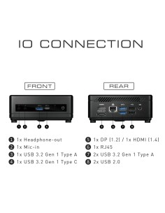 MSI Cubi 5 10M-009BEU PC con dimensioni 0,69 l Nero BGA 1528 i3-10110U 2,1 GHz 2