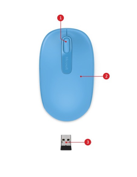 Microsoft 1850 mouse Ambidestro RF Wireless Ottico 1000 DPI