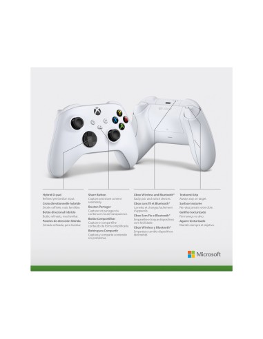 Microsoft Xbox Wireless Controller White Bianco Bluetooth USB Gamepad Analogico Digitale Xbox Series S, Xbox Series X, Xbox